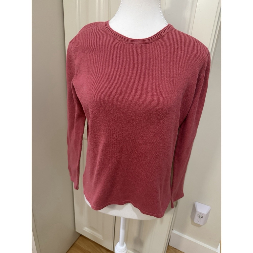 Jeanne Pierre Pink Cotton Knit Sweater Top Womens M Y2K Minimalist Classic